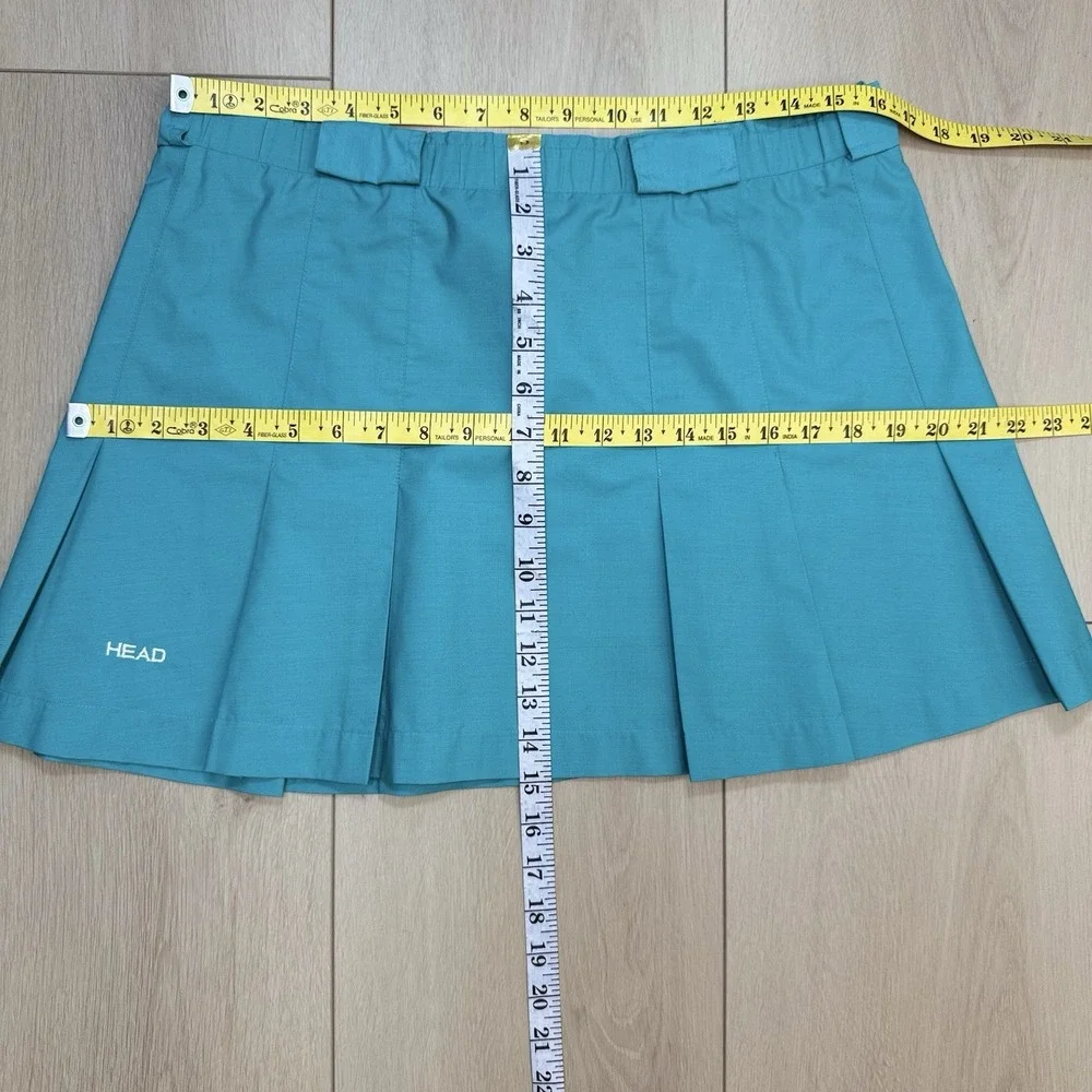 Vintage HEAD Tennis Skirt Women Size 26 Teal Pleated Belt Athletic Skort‎ 90s
